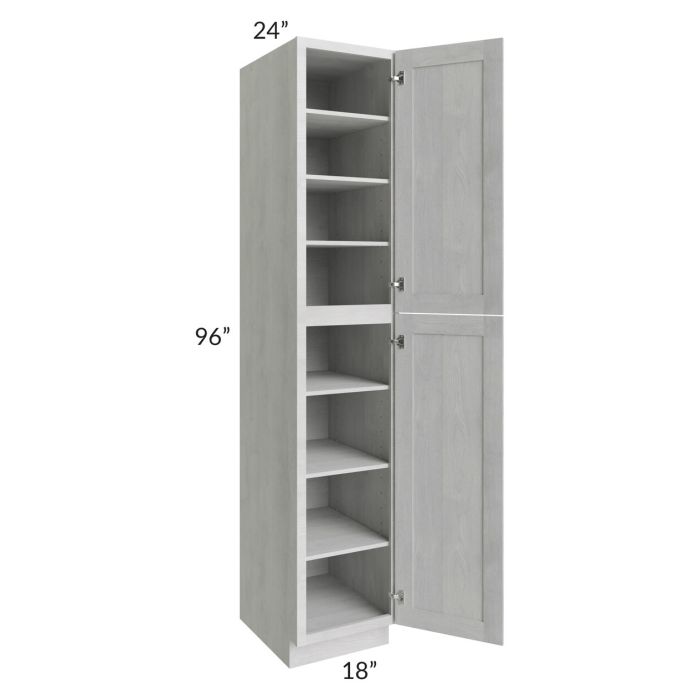 RTA Heather Grey Shaker 18" x 96" Wall Pantry with 1 Decorative Panel