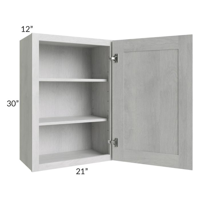 RTA Heather Grey Shaker 21" x 30" Wall Cabinet with 1 Decorative End Panel