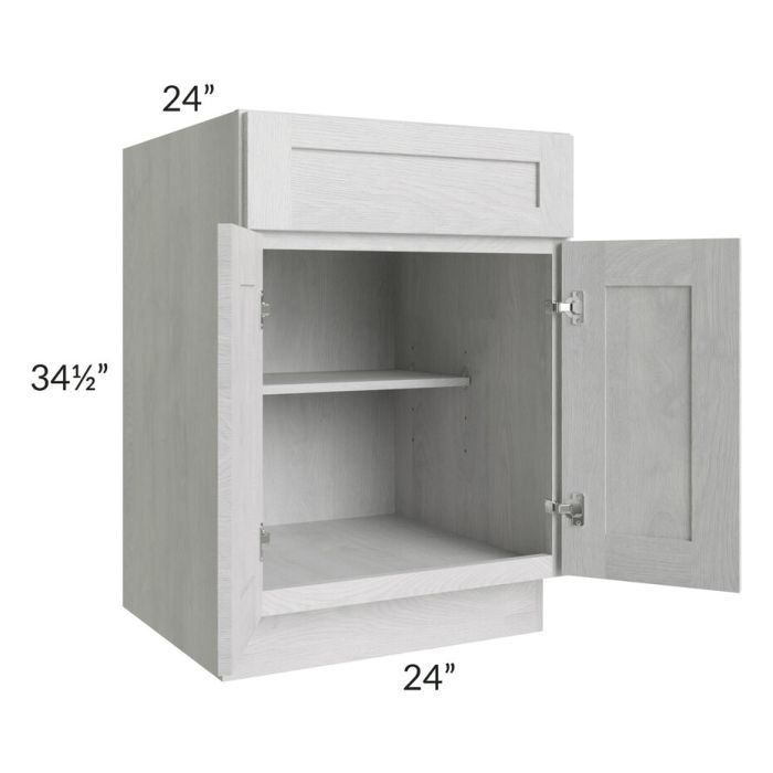 RTA Heather Grey Shaker 24" Base Cabinet with 1 Decorative End Panel