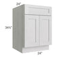 RTA Heather Grey Shaker 24" Base Cabinet with 1 Roll Out Tray