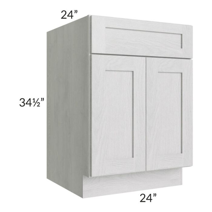 RTA Heather Grey Shaker 24" Base Cabinet with 1 Roll Out Tray and 2 Decorative End Panels