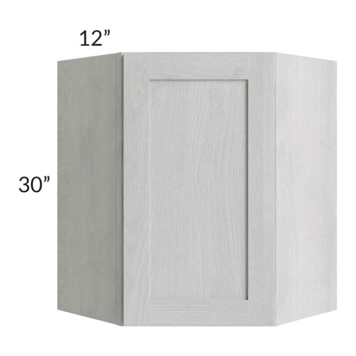 RTA Heather Grey Shaker 24" x 30" Wall Diagonal Corner Cabinet with Mullion Glass Door and Glass Door