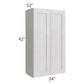 RTA Heather Grey Shaker 24" x 42" Wall Cabinet with 1 Decorative End Panel and Glass Door