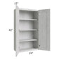 RTA Heather Grey Shaker 24" x 42" Wall Cabinet with 1 Decorative End Panel and Glass Door