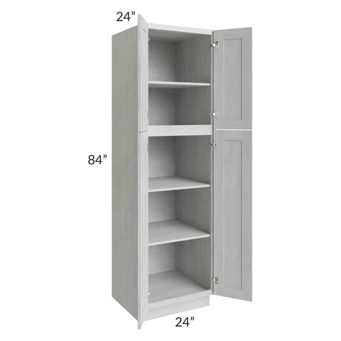 RTA Heather Grey Shaker 24" x 84" Wall Pantry with 1 Decorative Panel