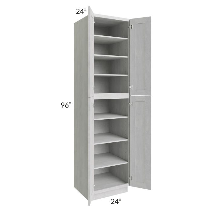 RTA Heather Grey Shaker 24" x 96" Wall Pantry with 2 Roll Out Trays