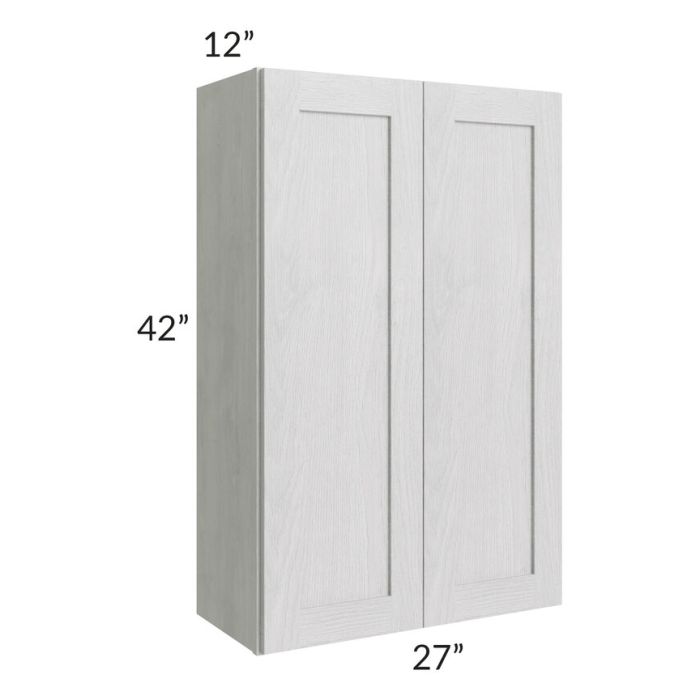 RTA Heather Grey Shaker 27" x 42" Wall Cabinet with 1 Decorative End Panel