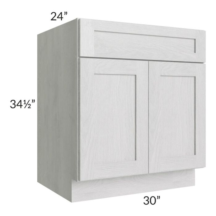 RTA Heather Grey Shaker 30" Base Cabinet with 1 Roll Out Tray and 2 Decorative End Panels