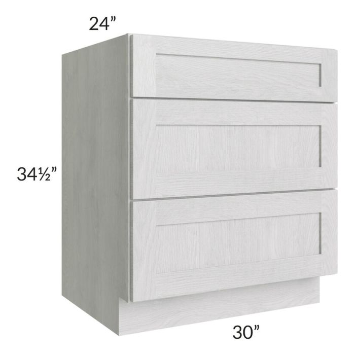 RTA Heather Grey Shaker 30" Drawer Base Cabinet with 2 Decorative End Panels