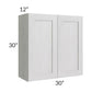 RTA Heather Grey Shaker 30" x 30" Wall Cabinet with 1 Decorative End Panel