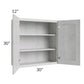 RTA Heather Grey Shaker 30" x 30" Wall Cabinet with 1 Decorative End Panel