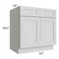 RTA Heather Grey Shaker 33" Base Cabinet with 2 Roll Out Trays