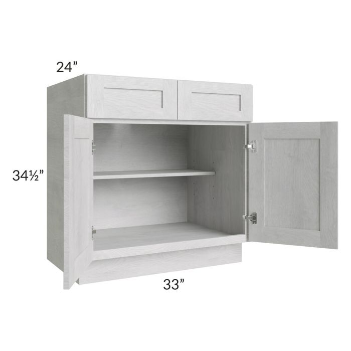 RTA Heather Grey Shaker 33" Base Cabinet with 2 Roll Out Trays