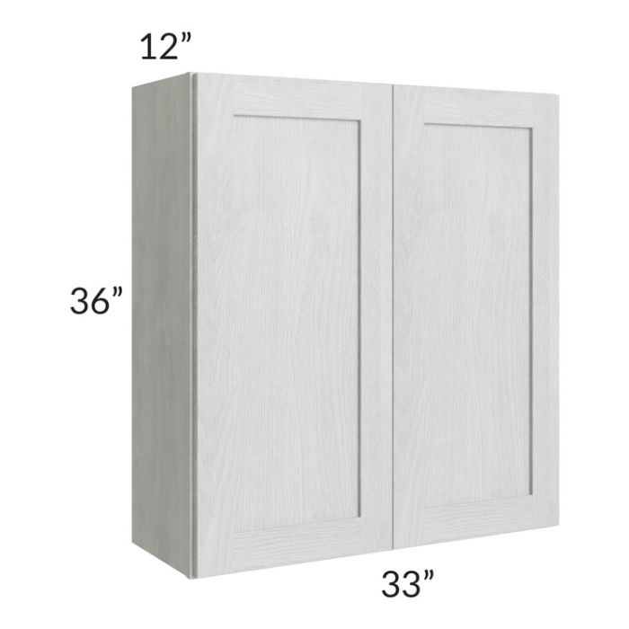 RTA Heather Grey Shaker 33" x 36" Wall Cabinet with 1 Decorative End Panel