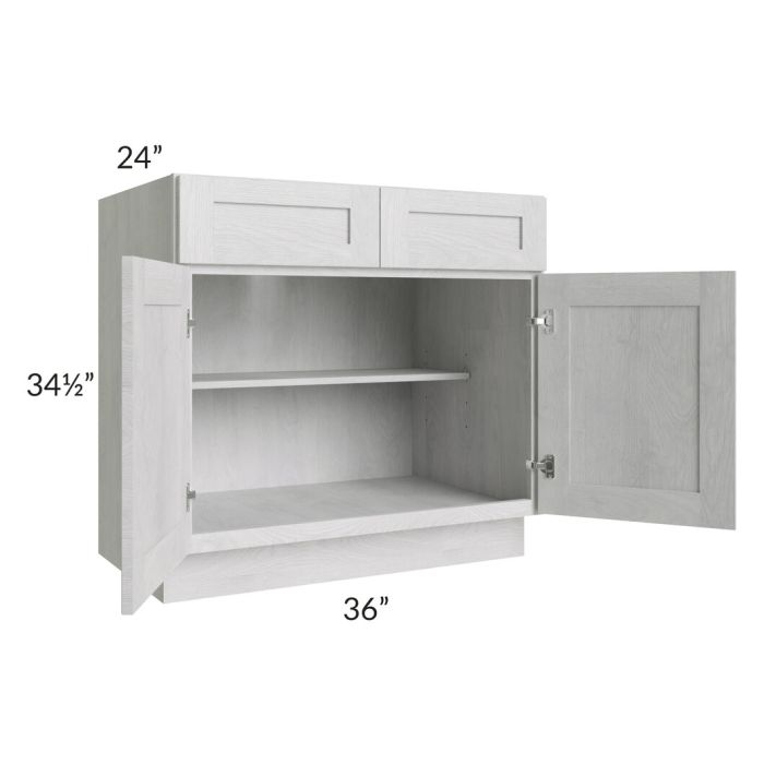 RTA Heather Grey Shaker 36" Base Cabinet with 1 Decorative End Panel