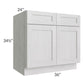 RTA Heather Grey Shaker 36" Base Cabinet with 2 Roll Out Trays