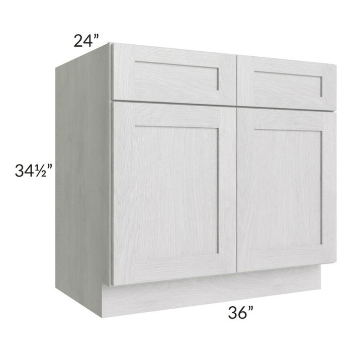 RTA Heather Grey Shaker 36" Base Cabinet with 2 Roll Out Trays