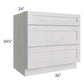 RTA Heather Grey Shaker 36" Drawer Base Cabinet with 2 Decorative End Panels