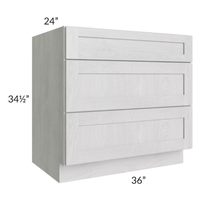 RTA Heather Grey Shaker 36" Drawer Base Cabinet with 2 Decorative End Panels