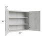 RTA Heather Grey Shaker 36" x 30" Wall Cabinet with 2 Decorative End Panels,Glass Door and Mullion Glass Door