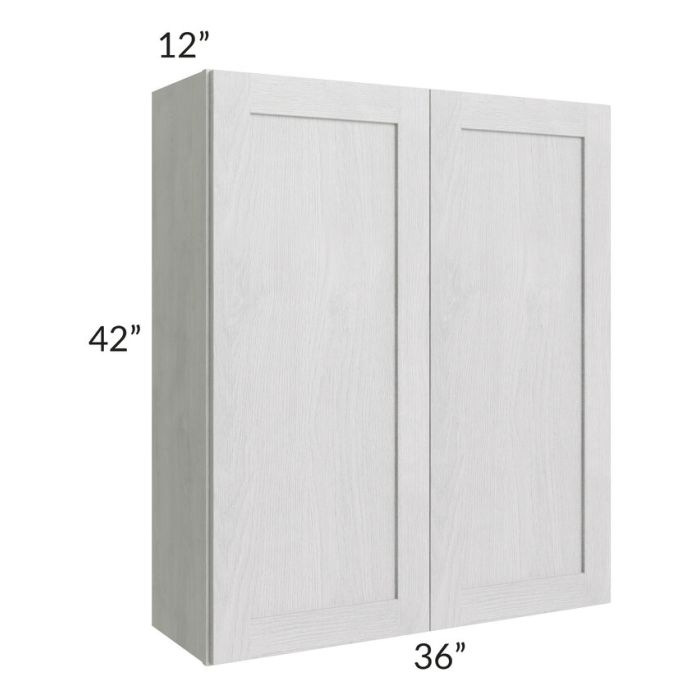 RTA Heather Grey Shaker 36" x 42" Wall Cabinet with 1 Decorative End Panel and Mullion Glass Door
