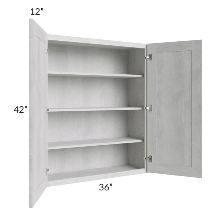 RTA Heather Grey Shaker 36" x 42" Wall Cabinet with 2 Decorative End Panels