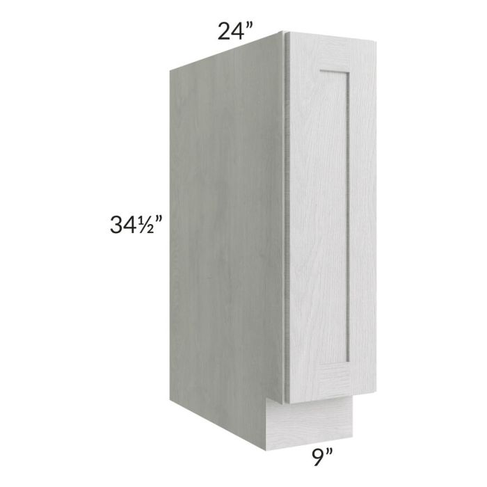 RTA Heather Grey Shaker 9" Full Height Door Base Cabinet with 2 Decorative End Panels