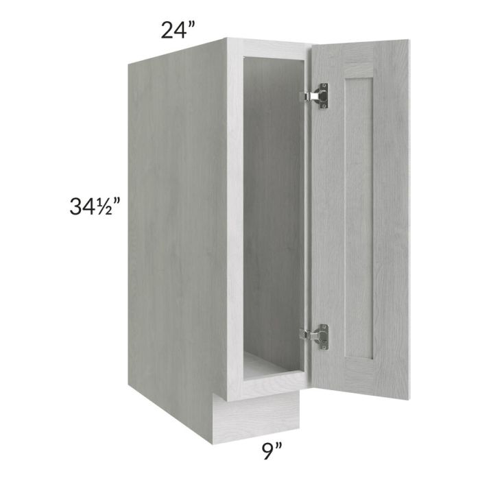 RTA Heather Grey Shaker 9" Full Height Door Base Cabinet with 2 Decorative End Panels