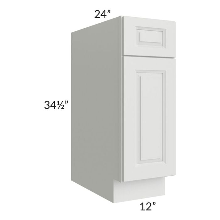 RTA Lakewood White 12" Base Cabinet with 1 Decorative End Panel and Tray Divider Kit