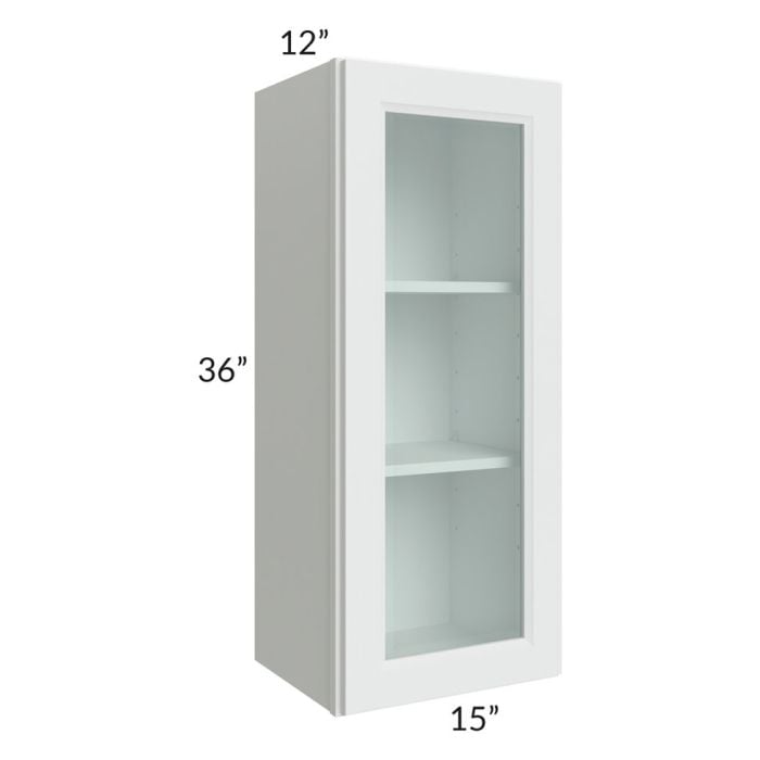 RTA Lakewood White 15" x 36" Wall Glass Door Cabinet (Prepped for Glass Doors)