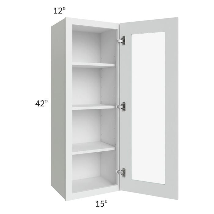 RTA Lakewood White 15" x 42" Wall Glass Door Cabinet (Prepped for Glass Doors) with 2 Decorative End Panels