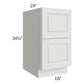 RTA Lakewood White 18" 2-Drawer Base Cabinet with 1 Decorative End Panel