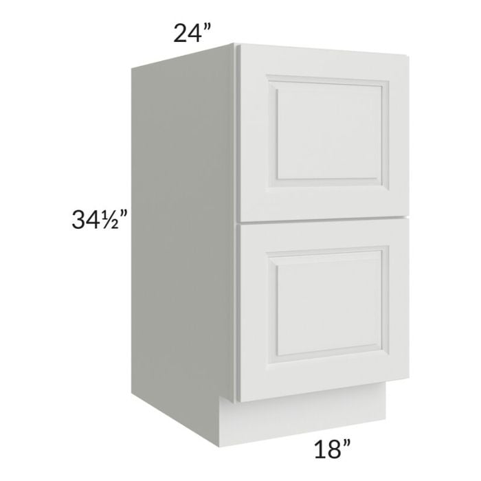 RTA Lakewood White 18" 2-Drawer Base Cabinet with 1 Decorative End Panel