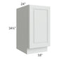 RTA Lakewood White 18" Full Height Door Base Cabinet with 1 Decorative End Panel and 2 Roll Out Trays