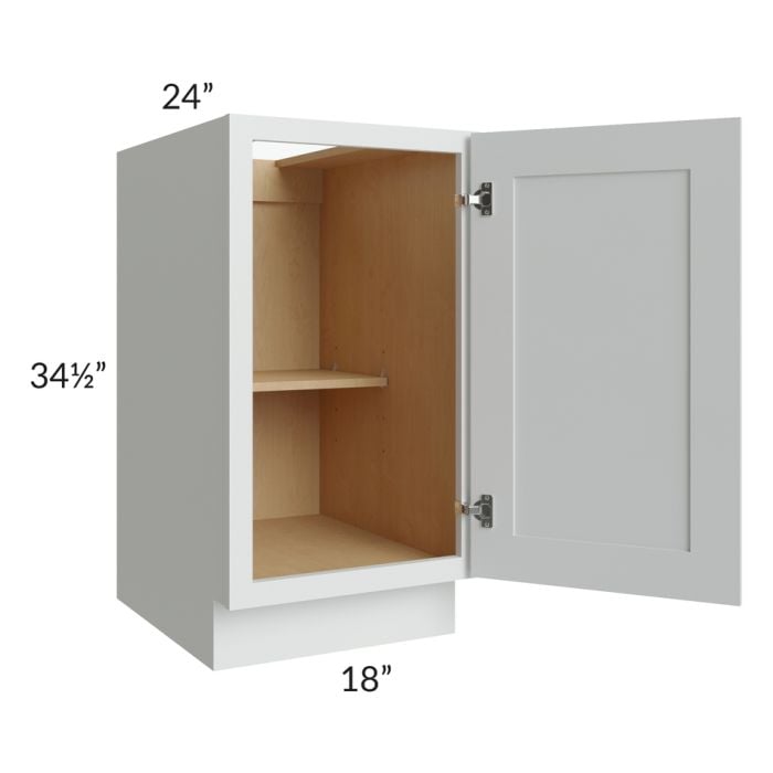 RTA Lakewood White 18" Full Height Door Base Cabinet with 2 Roll Out Trays