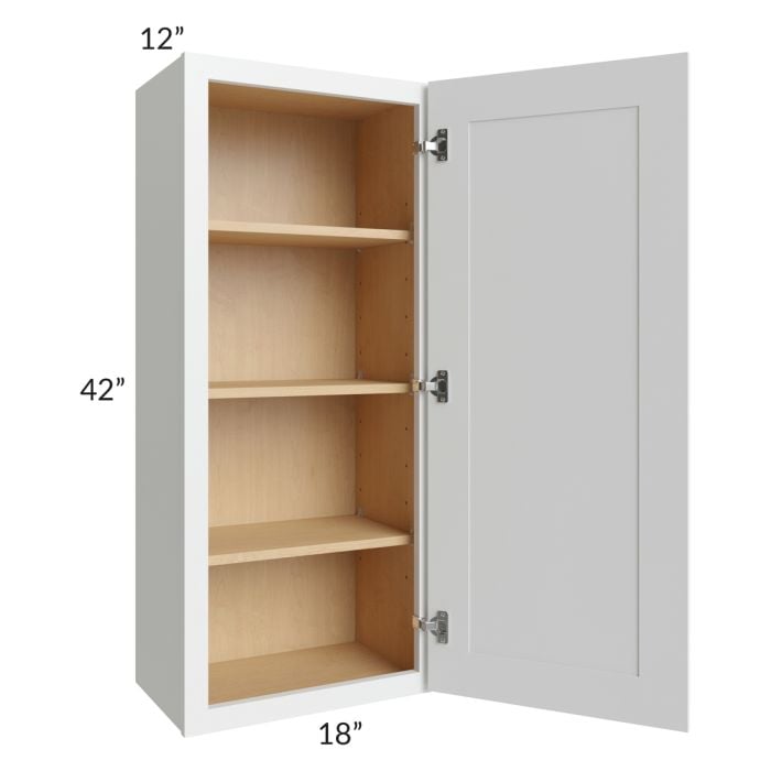 RTA Lakewood White 18" x 42" Wall Cabinet with 1 Decorative End Panel