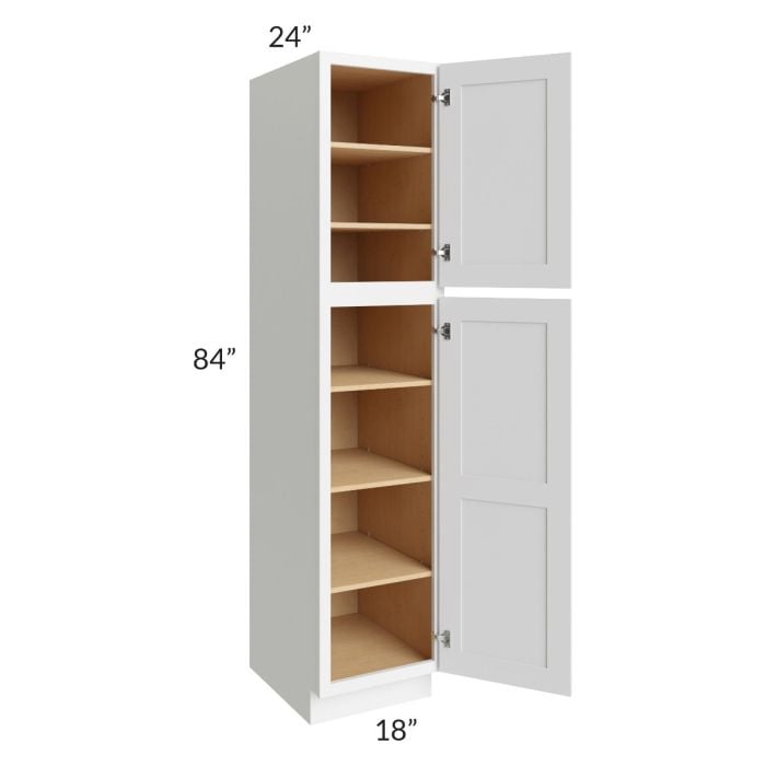 RTA Lakewood White 18" x 84" x 24" Wall Pantry Cabinet with 1 Decorative End Panel