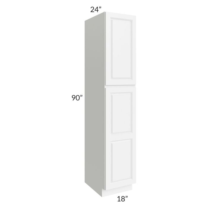 RTA Lakewood White 18" x 90" x 24" Wall Pantry Cabinet with 2 Decorative End Panels and 3 Roll Out Trays