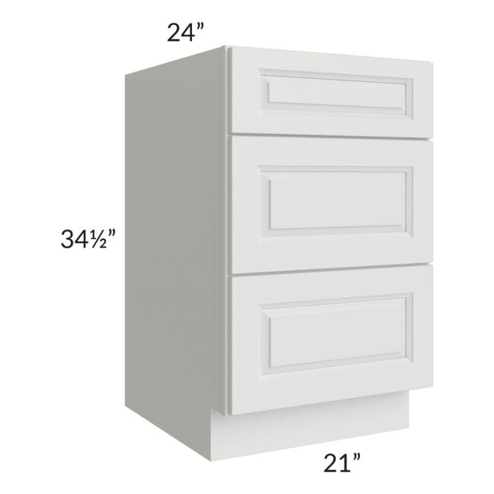 RTA Lakewood White 21" 3-Drawer Base Cabinet