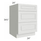 RTA Lakewood White 24" 3-Drawer Base Cabinet with 2 Decorative End Panels
