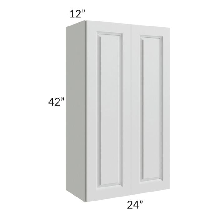 RTA Lakewood White 24" x 42" Wall Cabinet with 1 Decorative End Panel