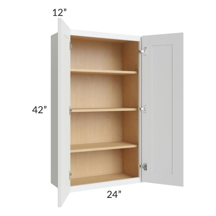 RTA Lakewood White 24" x 42" Wall Cabinet with 1 Decorative End Panel