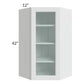 RTA Lakewood White 24" x 42" Wall Diagonal Corner Cabinet (Prepped for Glass Doors) with 1 Decorative End Panel