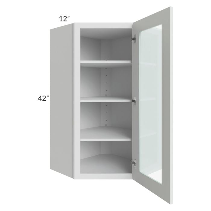 RTA Lakewood White 24" x 42" Wall Diagonal Corner Cabinet (Prepped for Glass Doors) with 1 Decorative End Panel