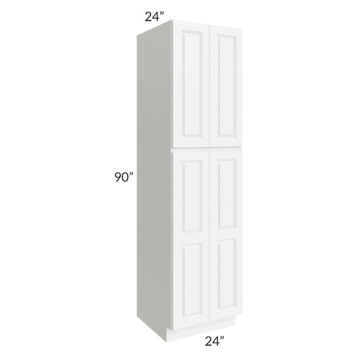 RTA Lakewood White 24" x 90" x 24" Wall Pantry Cabinet with 1 Decorative End Panel and 1 Roll Out Tray