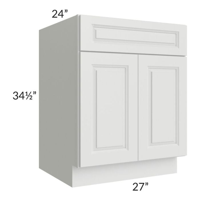 RTA Lakewood White 27" Base Cabinet with 2 Decorative End Panels and 2 Roll Out Trays