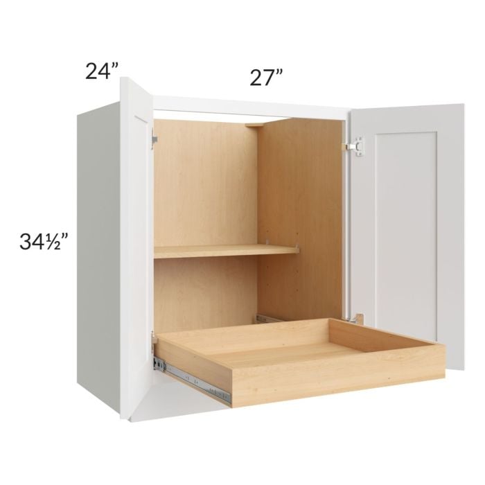 RTA Lakewood White 27" Full Height Base Cabinet with 1 Rollout Tray