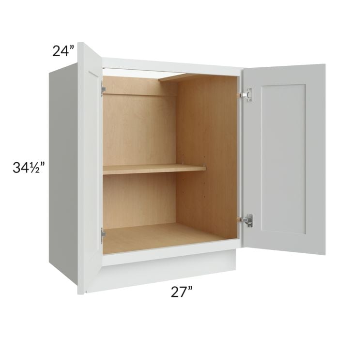 RTA Lakewood White 27" Full Height Door Base Cabinet with 1 Decorative End Panel