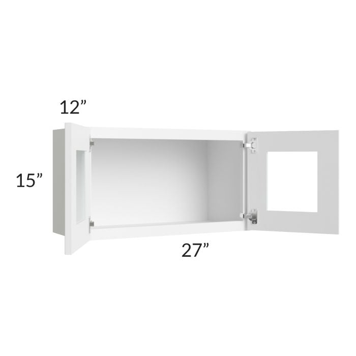 RTA Lakewood White 27" x 15" Decorative Wall Cabinet with 1 Decorative End Panel