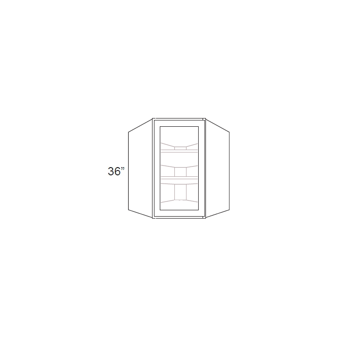 RTA Lakewood White 27" x 36" Wall Diagonal Corner Cabinet (Prepped for Glass Doors)
